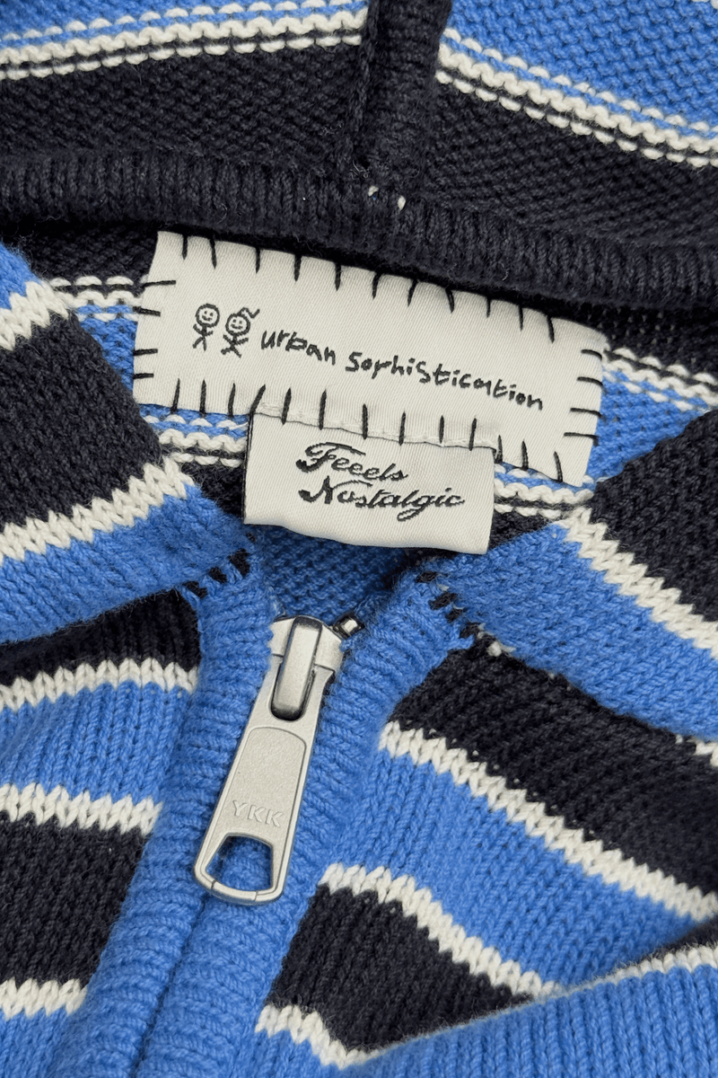 Nostalgic Stripe Knit Zip Hoodie